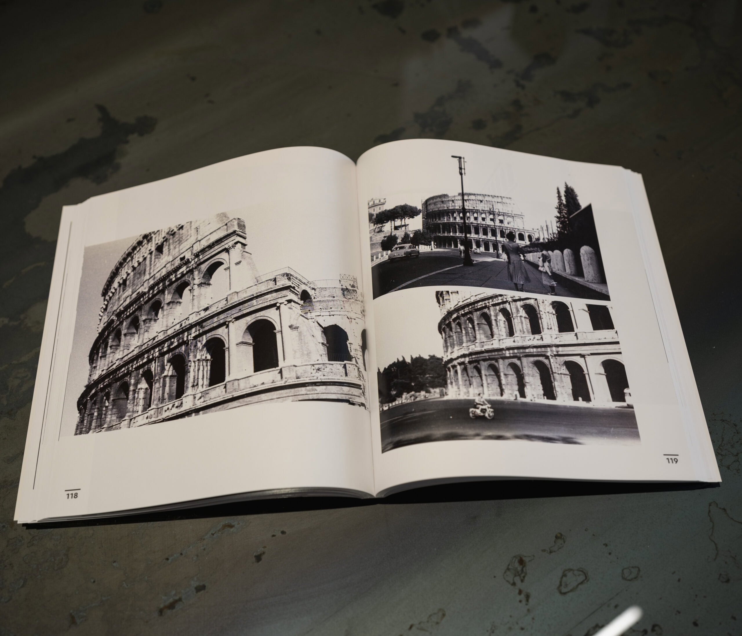 Italy 1956: Photographer - Interior spread showing the Colosseum in Rome